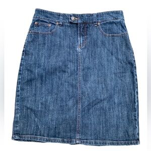 TOMMY HILFIGER Denim Knee Length Dark Wash Straight Skirt Regular Size Large